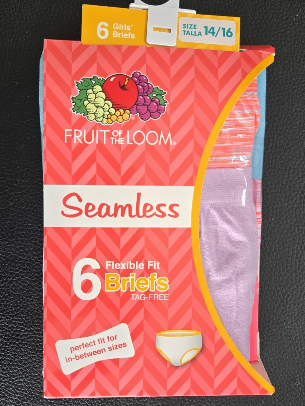 Fruit of the Loom Girls' Seamless Briefs Pack — Coral, Purple, Blue